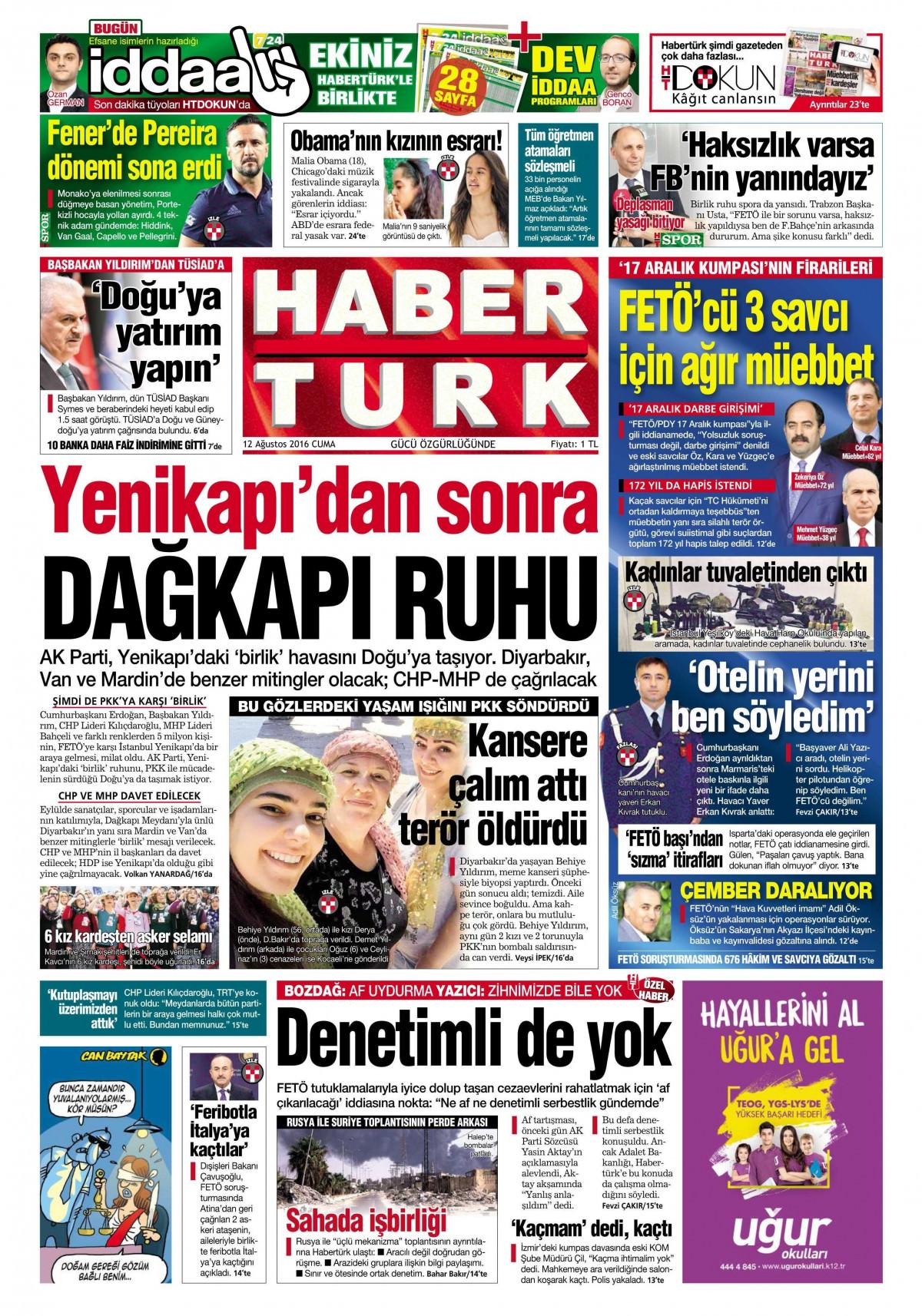 12 Ağustos 2016 gazete manşetleri - 592