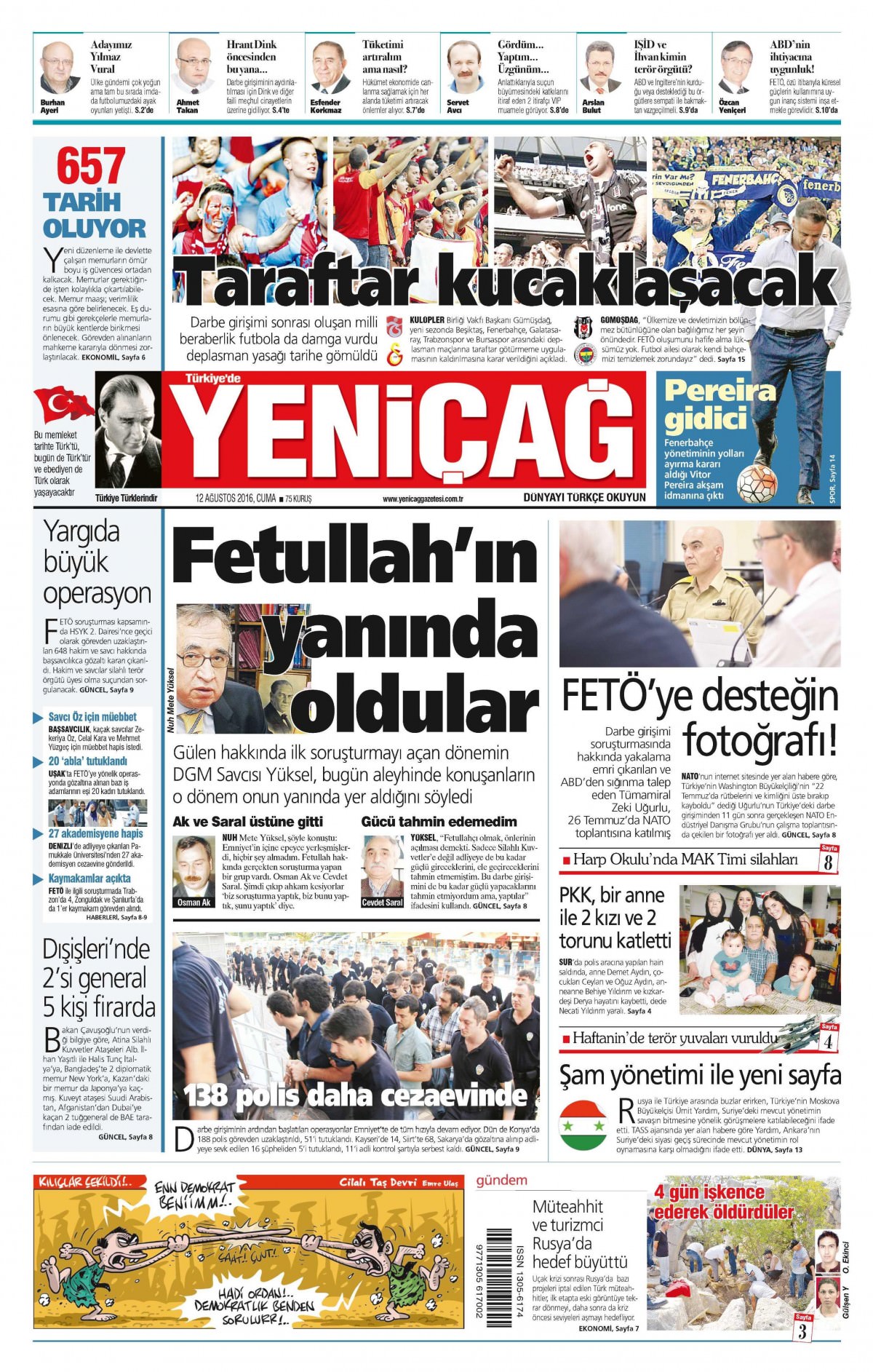 12 Ağustos 2016 gazete manşetleri - 574