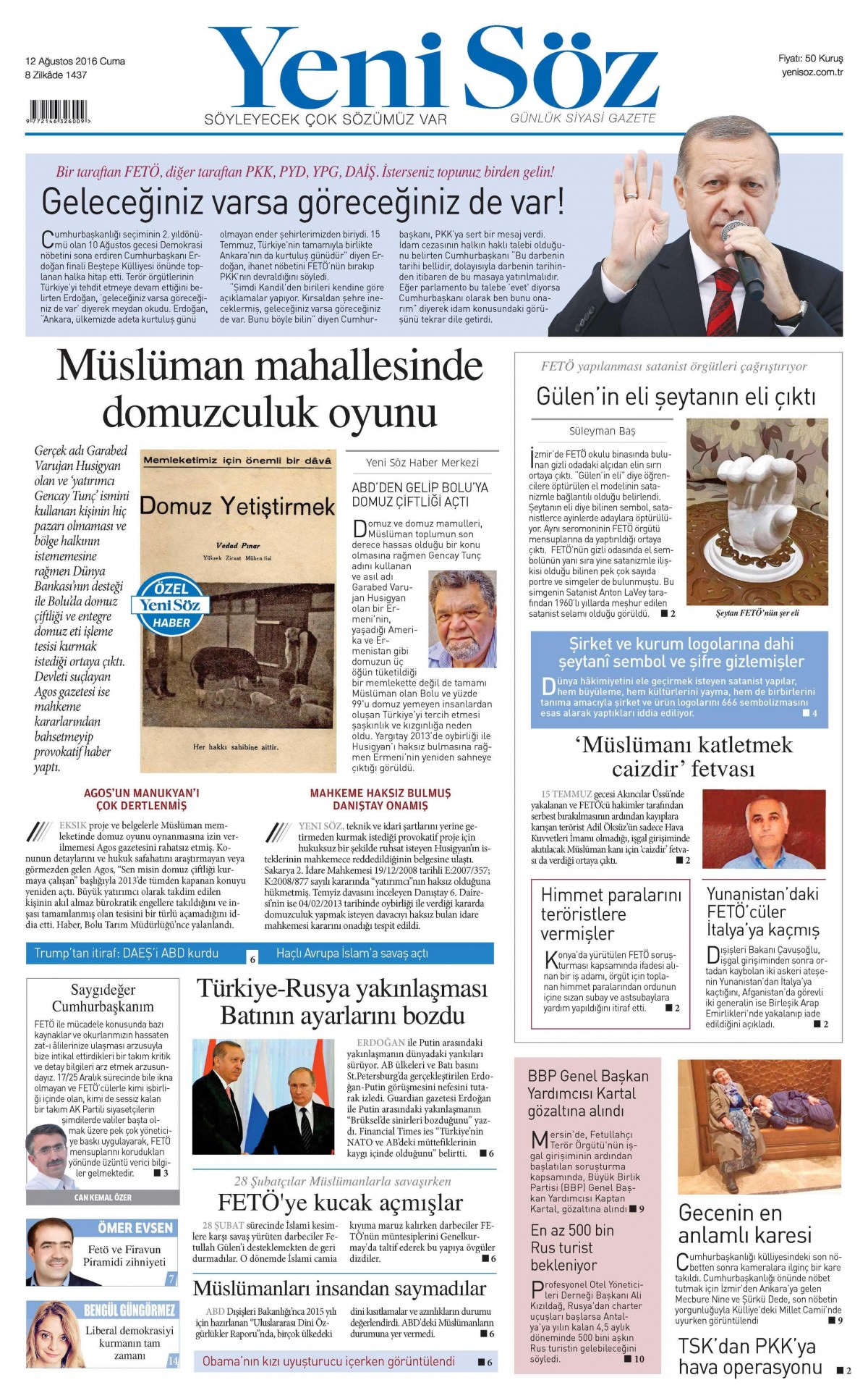 12 Ağustos 2016 gazete manşetleri - 923