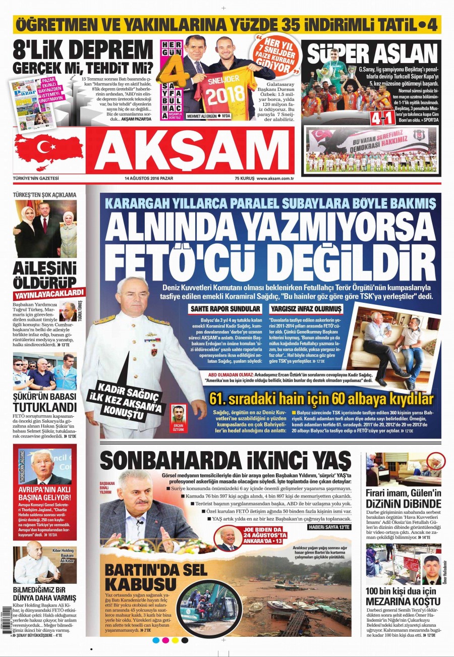 14 Ağustos 2016 gazete manşetleri - 646