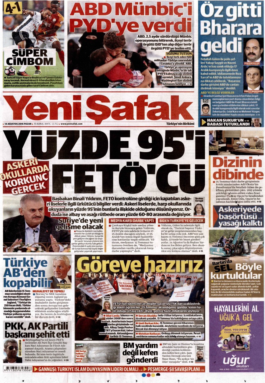 14 Ağustos 2016 gazete manşetleri - 503
