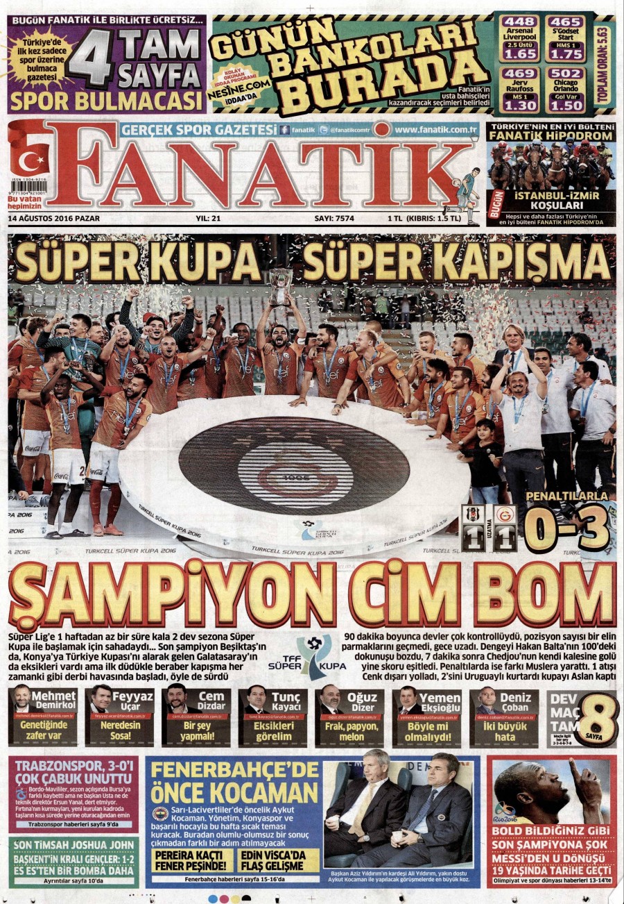 14 Ağustos 2016 gazete manşetleri - 597