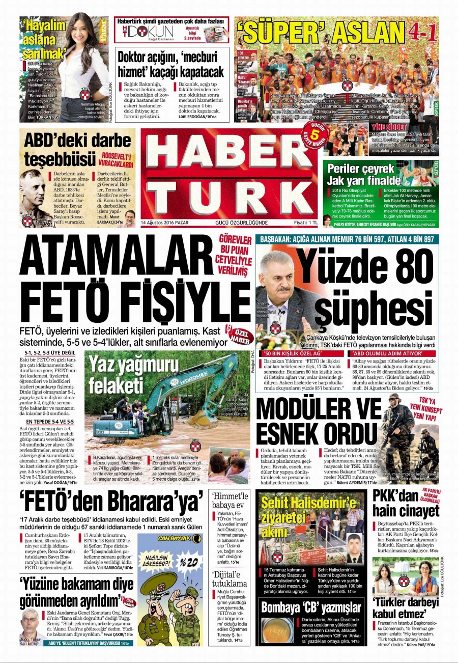 14 Ağustos 2016 gazete manşetleri - 906