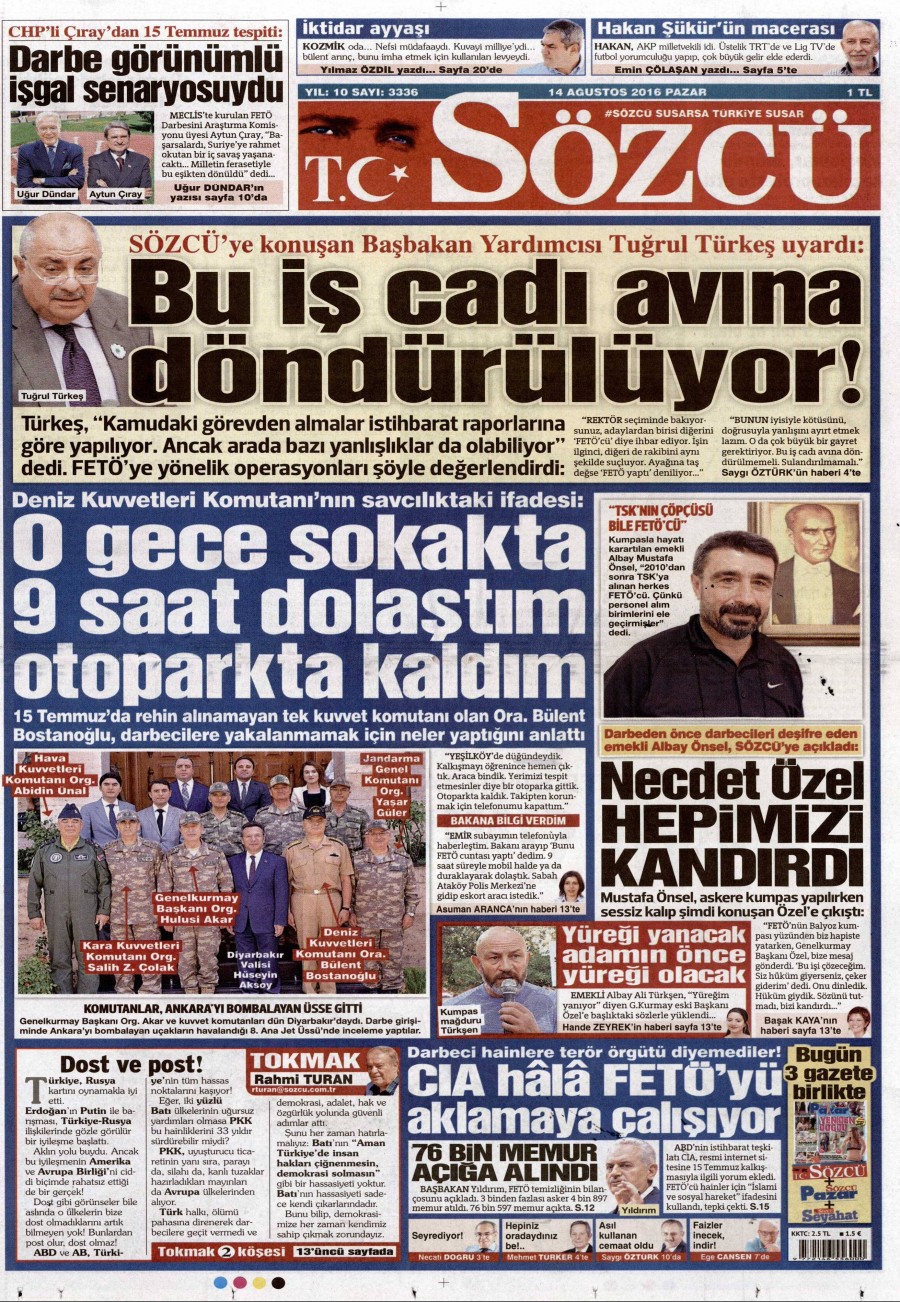 14 Ağustos 2016 gazete manşetleri - 626