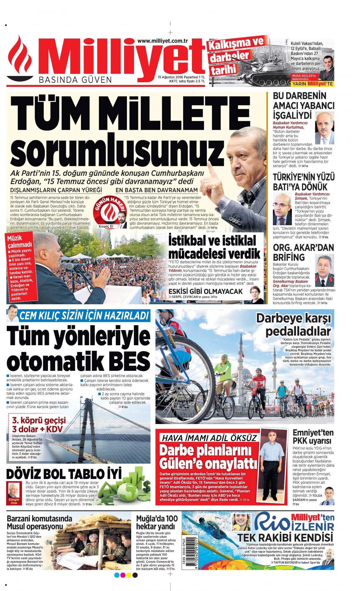 15 Ağustos 2016 gazete manşetleri - 549
