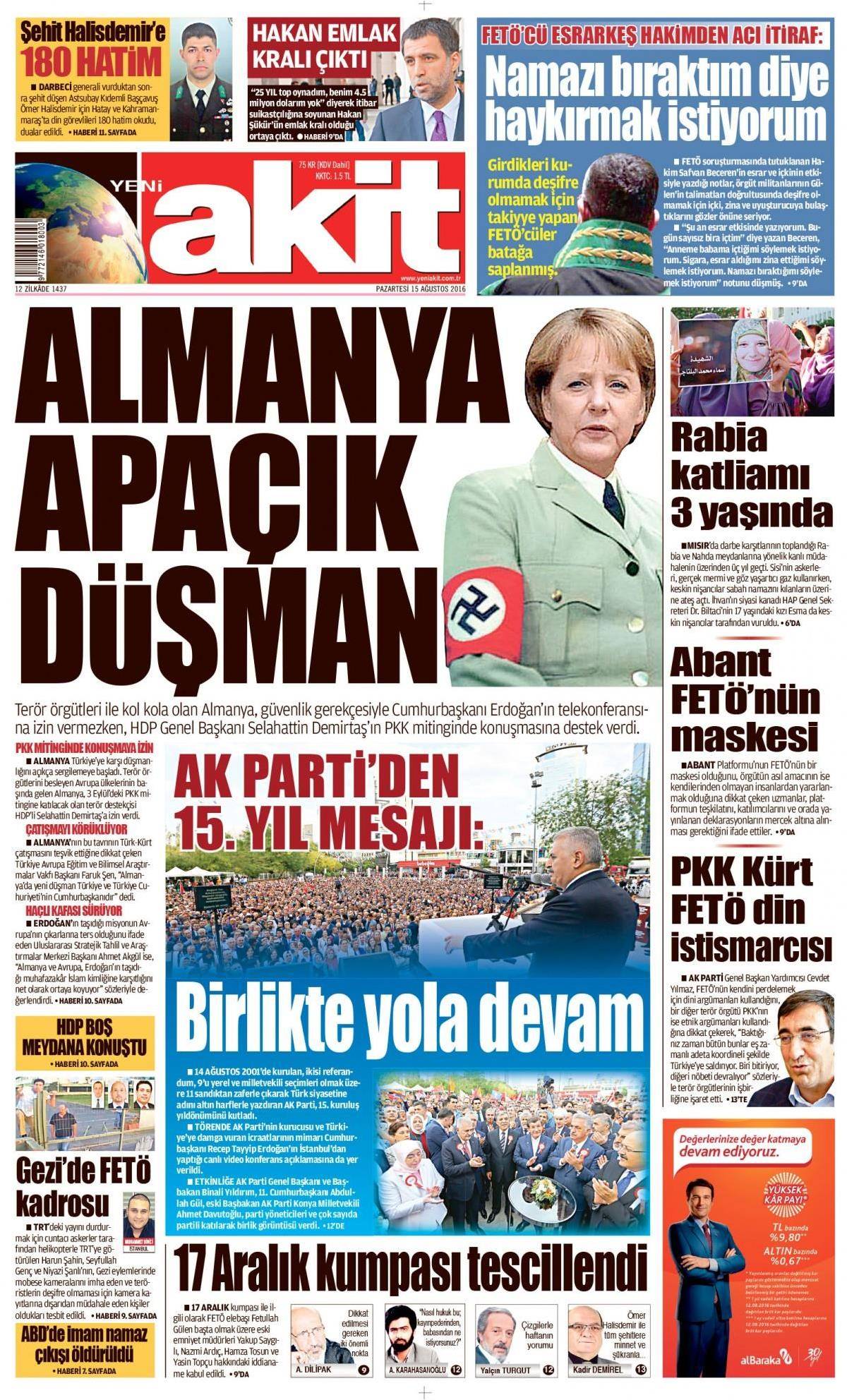 15 Ağustos 2016 gazete manşetleri - 812