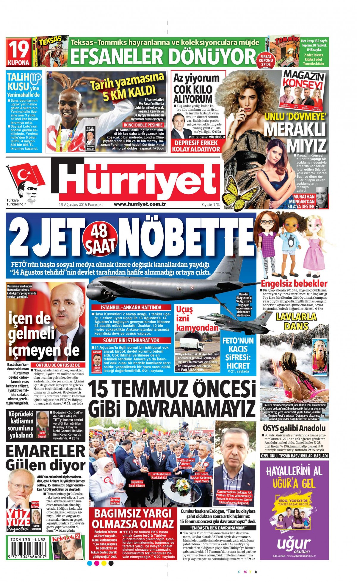 15 Ağustos 2016 gazete manşetleri - 743