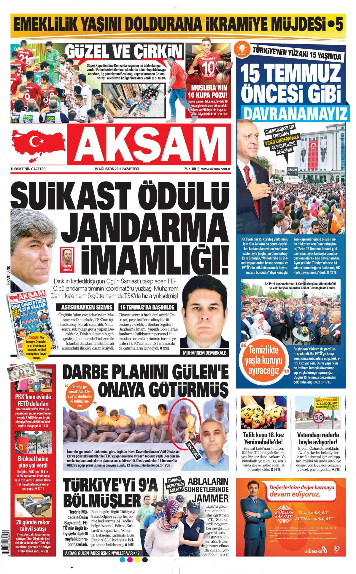 15 Ağustos 2016 gazete manşetleri - 734