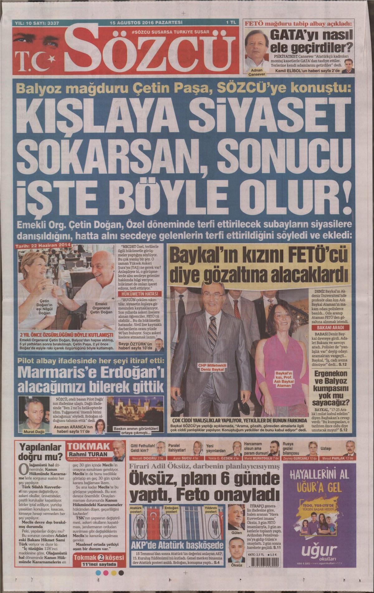 15 Ağustos 2016 gazete manşetleri - 643