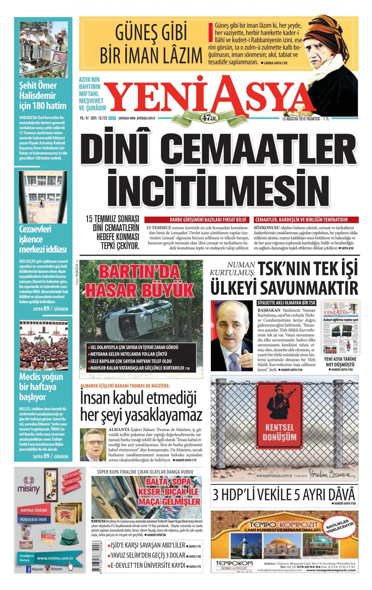 15 Ağustos 2016 gazete manşetleri - 761