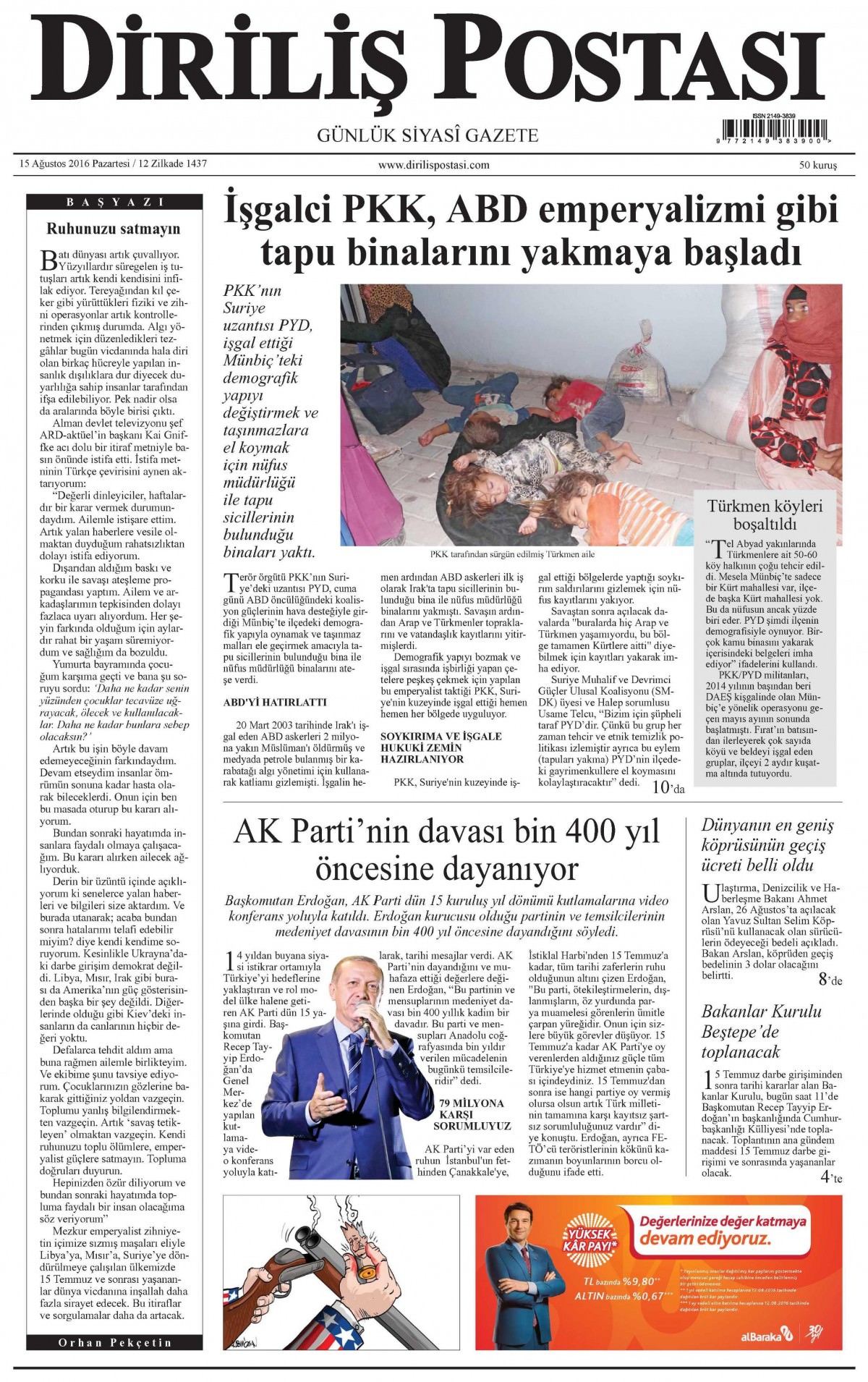 15 Ağustos 2016 gazete manşetleri - 535