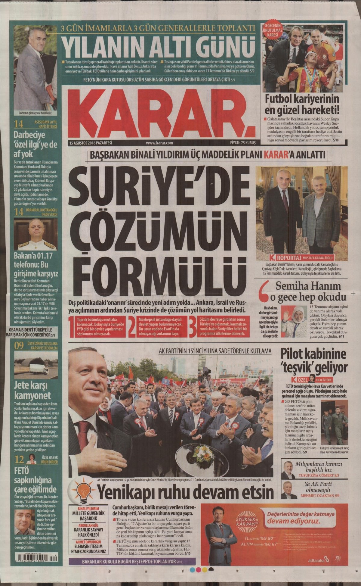 15 Ağustos 2016 gazete manşetleri - 759
