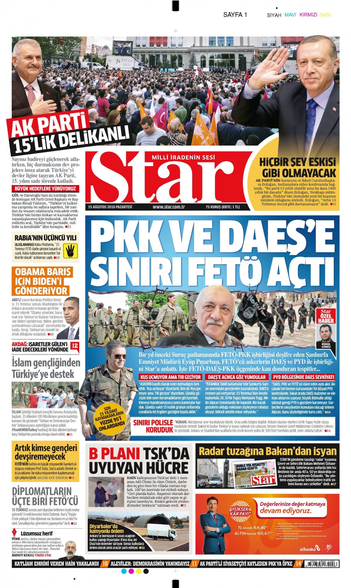 15 Ağustos 2016 gazete manşetleri - 548