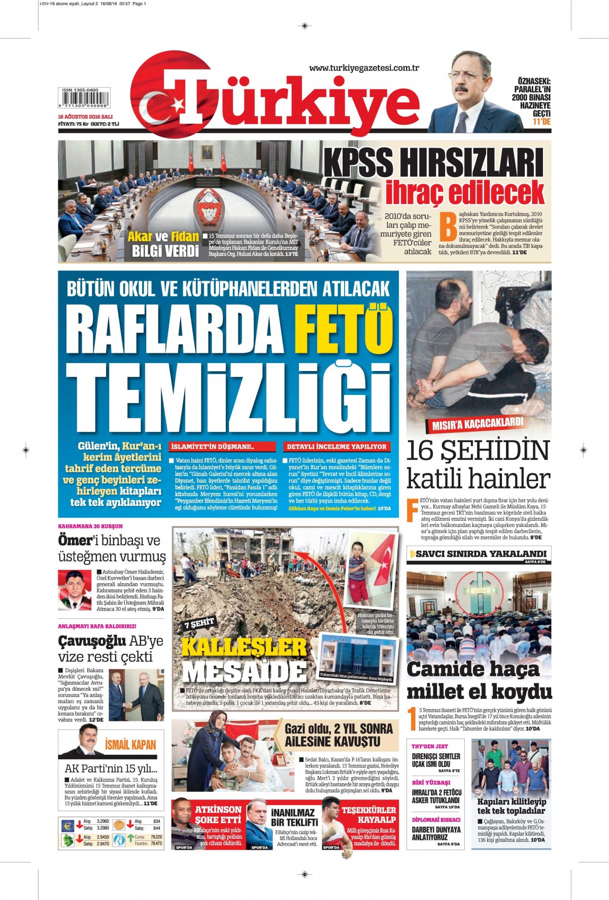 16 Ağustos 2016 gazete manşetleri - 654