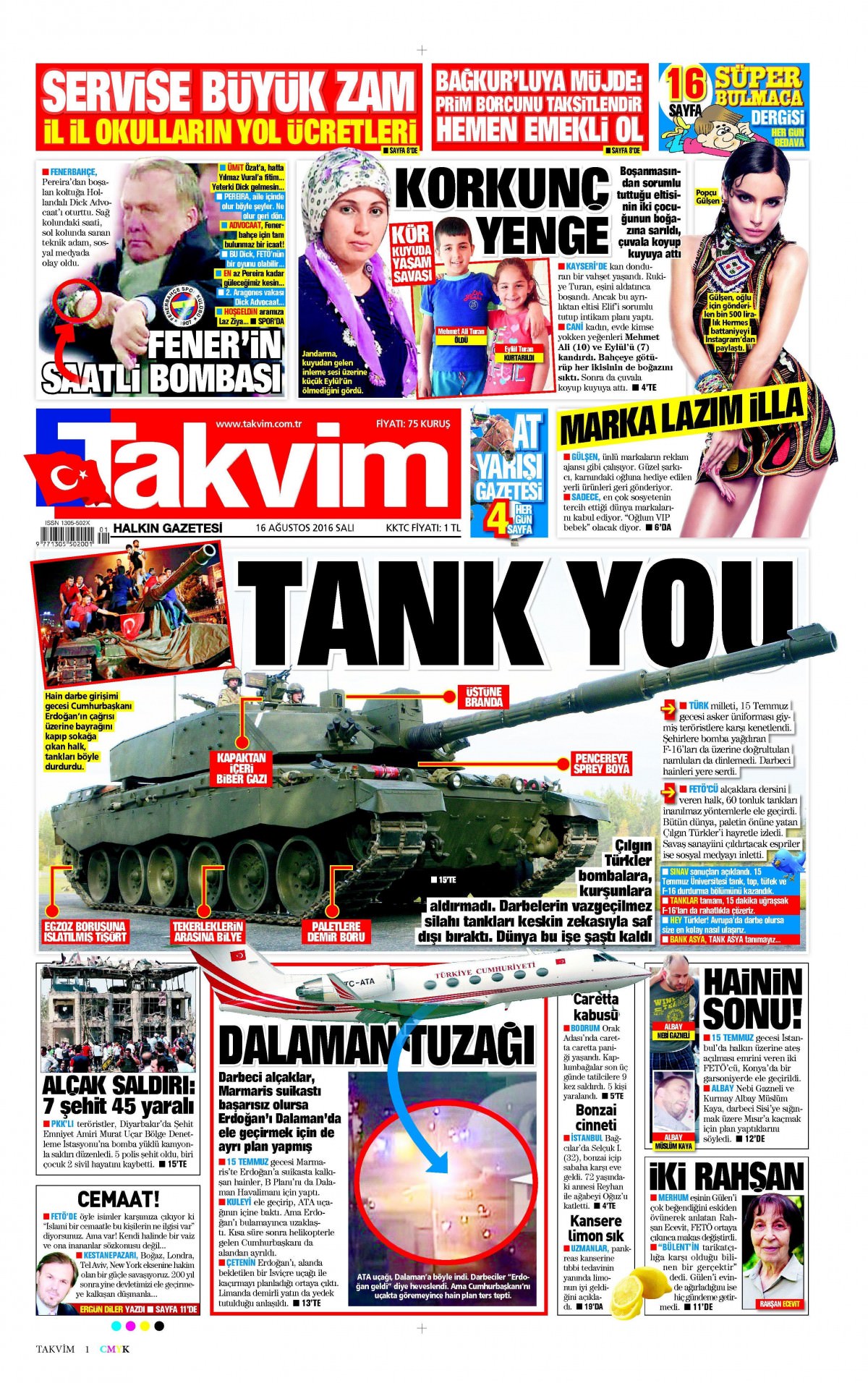 16 Ağustos 2016 gazete manşetleri - 876