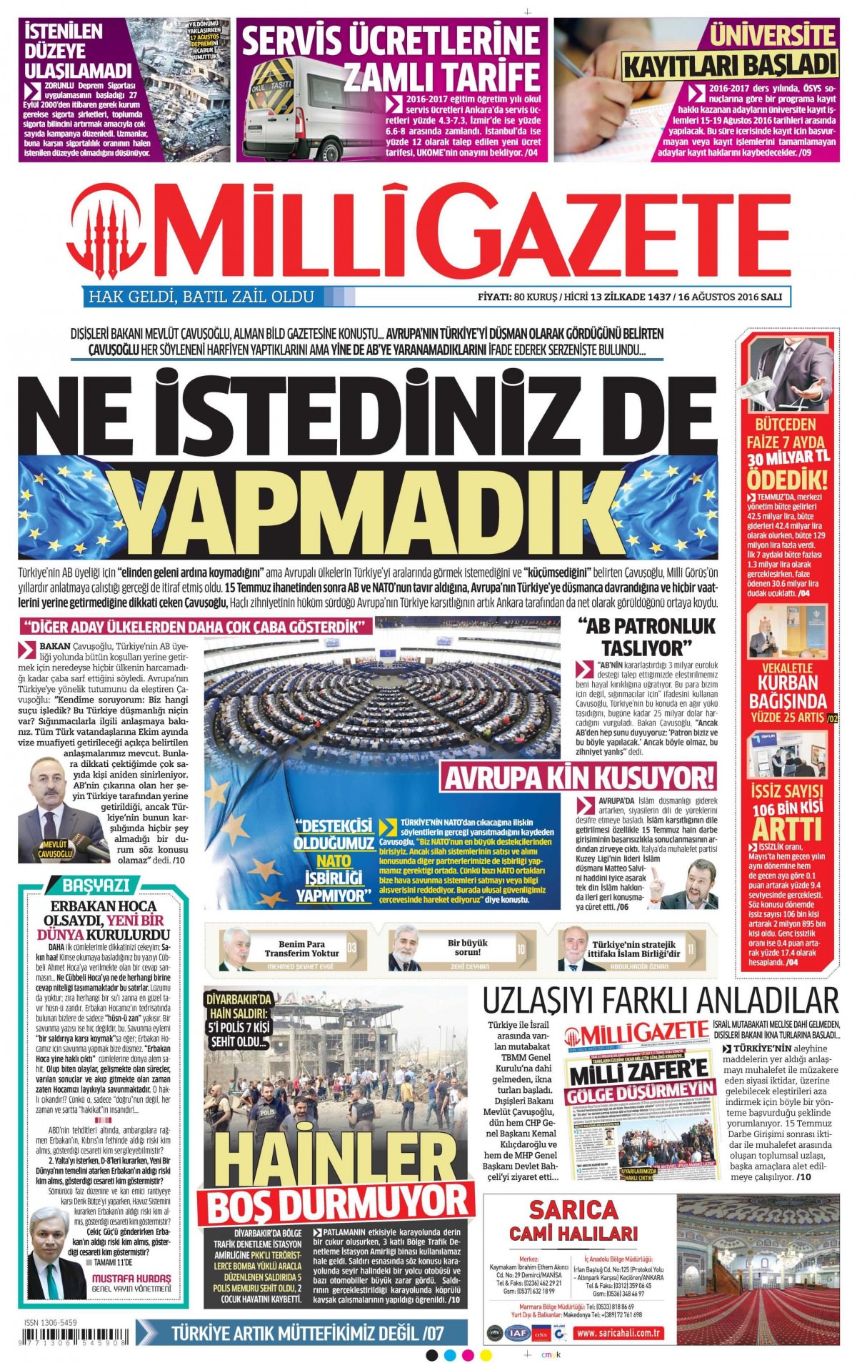 16 Ağustos 2016 gazete manşetleri - 679