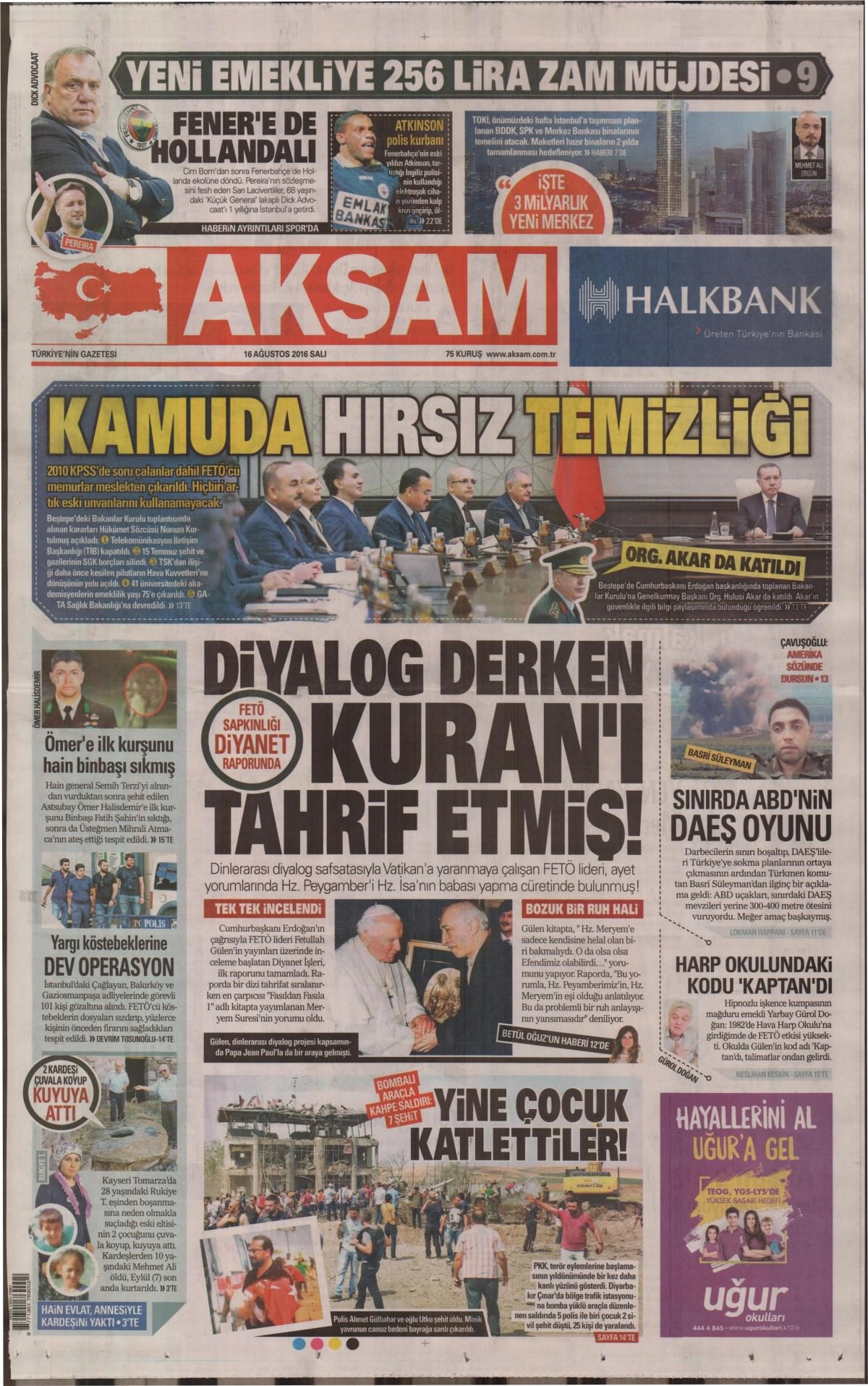 16 Ağustos 2016 gazete manşetleri - 847