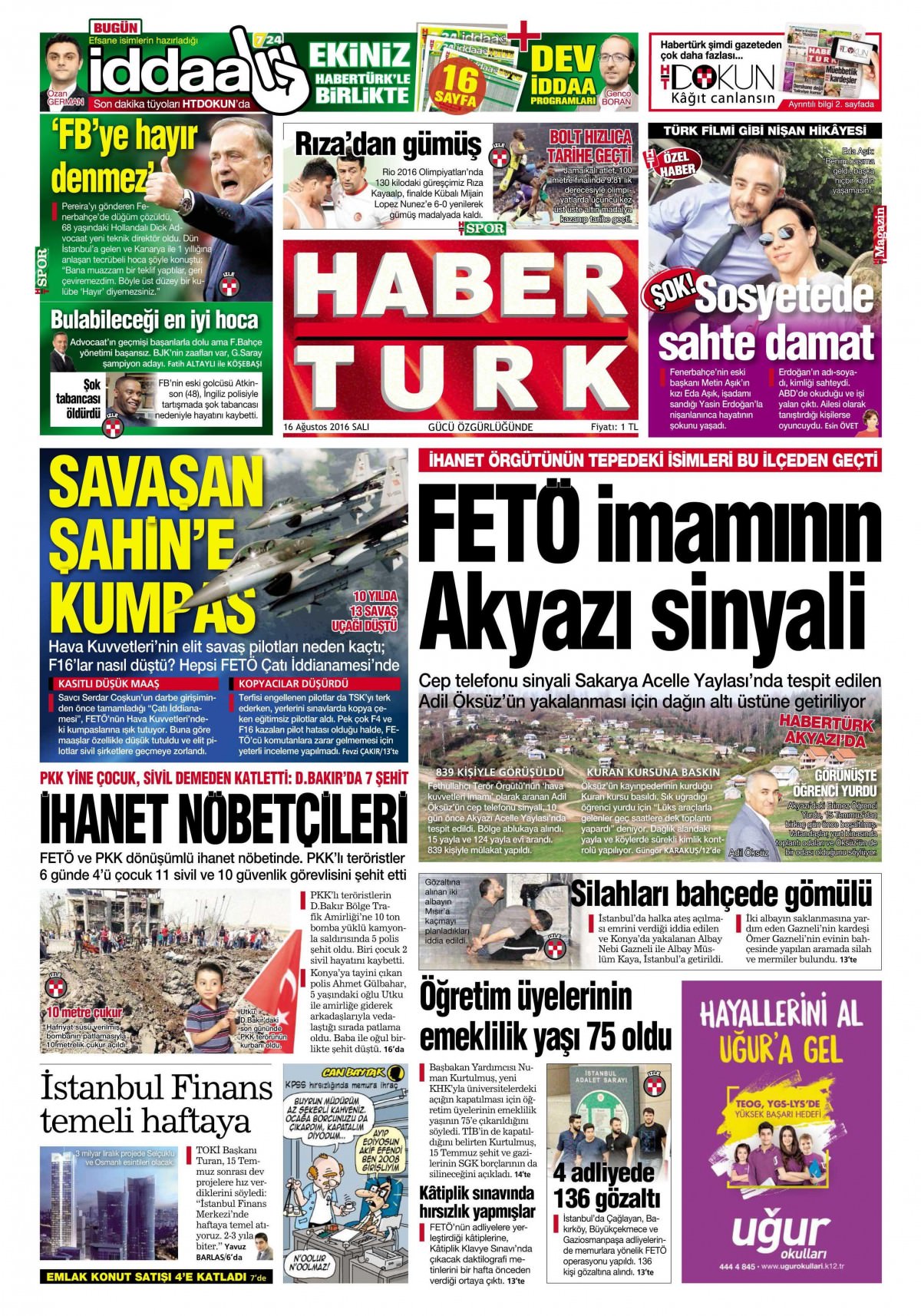16 Ağustos 2016 gazete manşetleri - 932