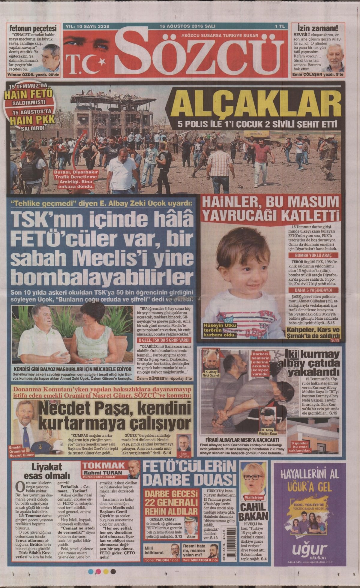 16 Ağustos 2016 gazete manşetleri - 575