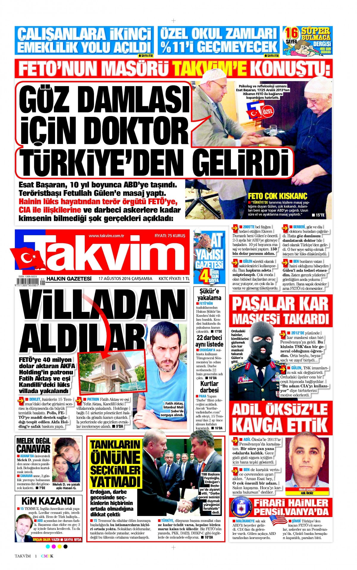 17 Ağustos 2016 gazete manşetleri - 648