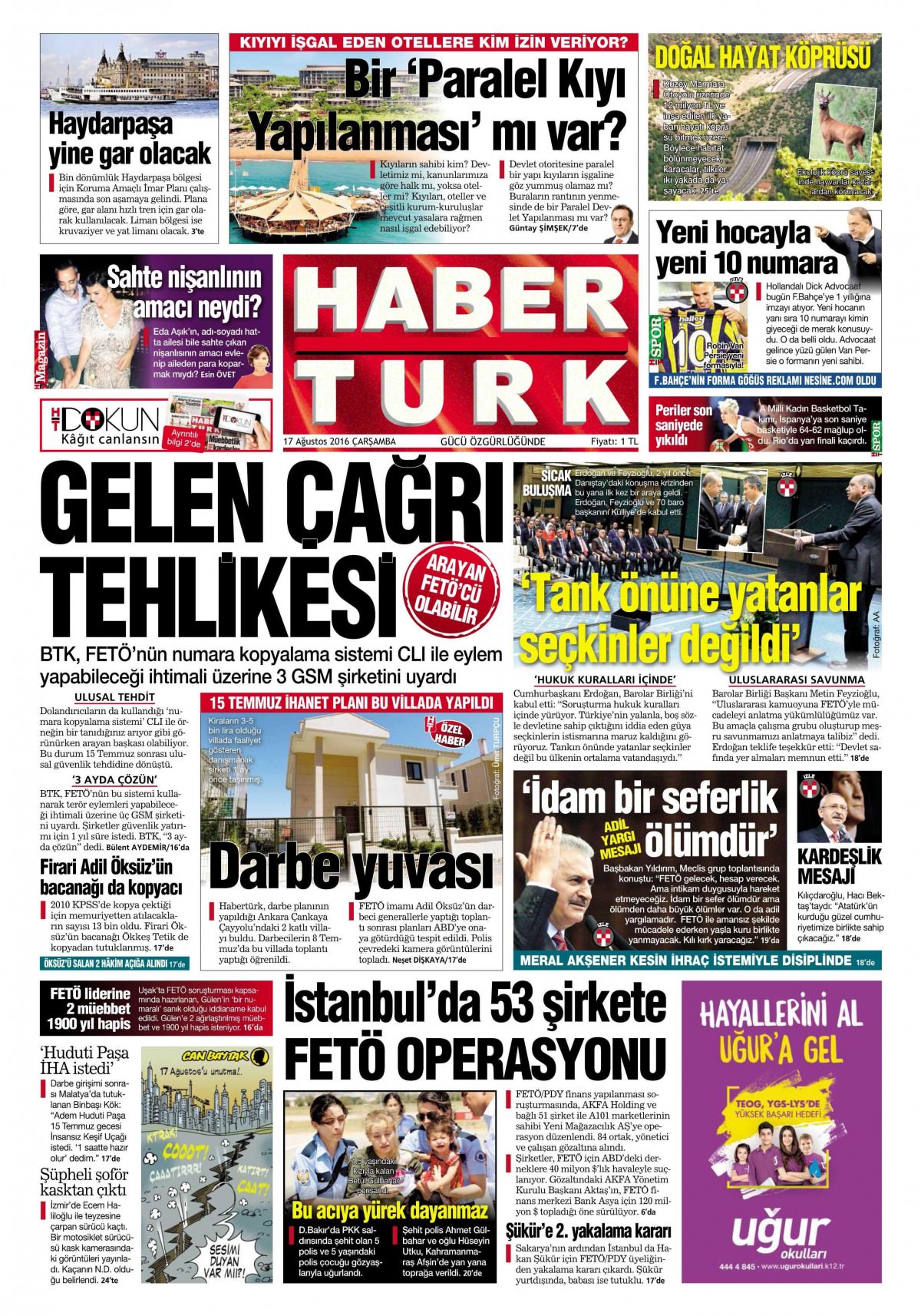 17 Ağustos 2016 gazete manşetleri - 945