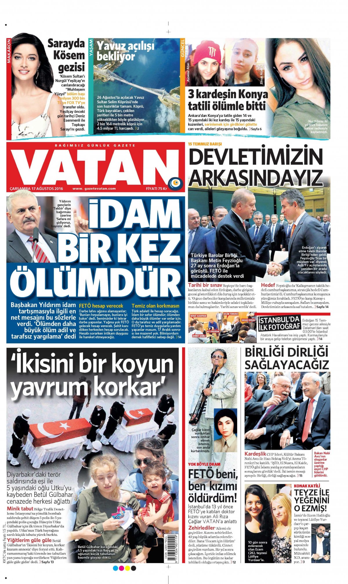 17 Ağustos 2016 gazete manşetleri - 533