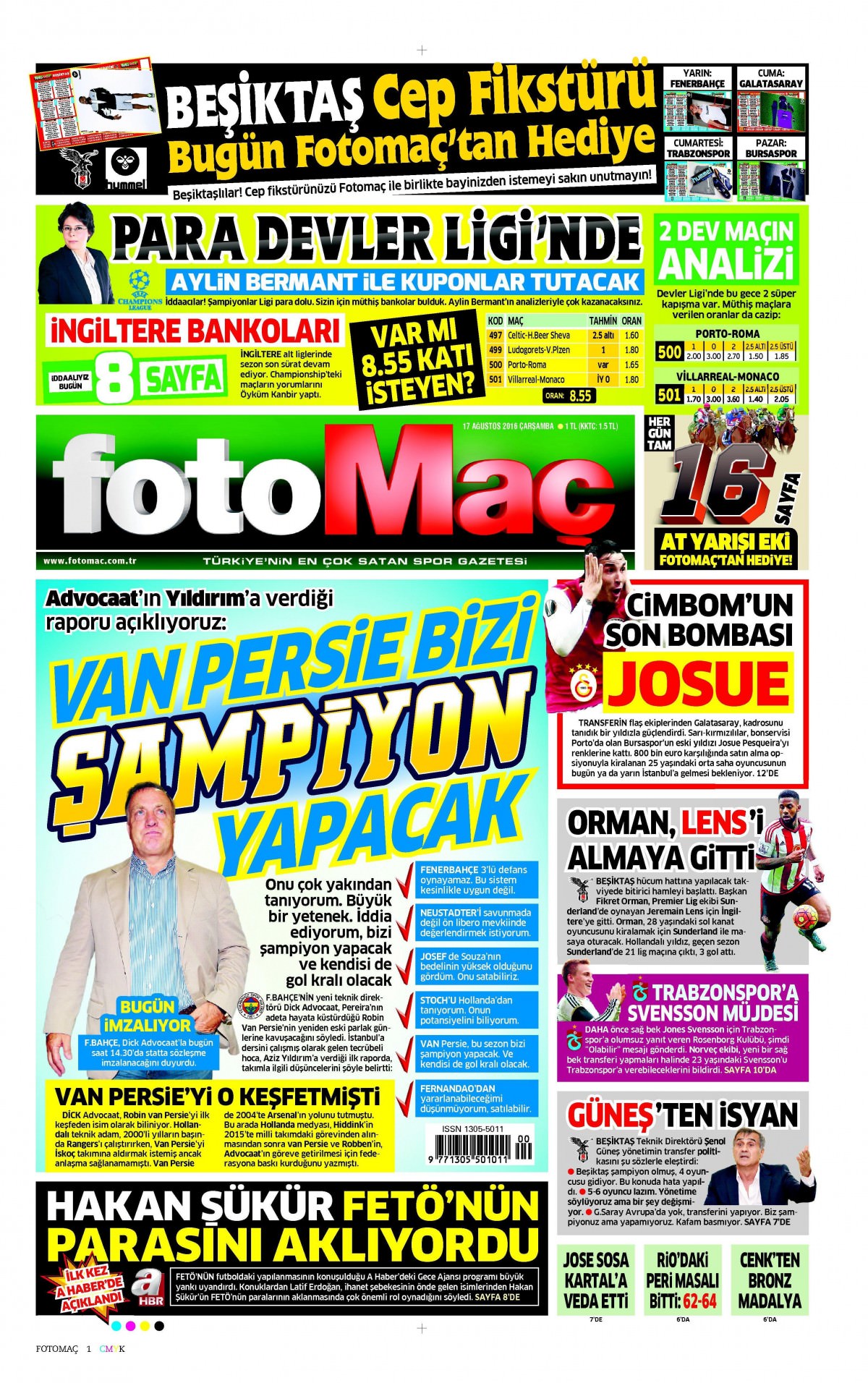 17 Ağustos 2016 gazete manşetleri - 947