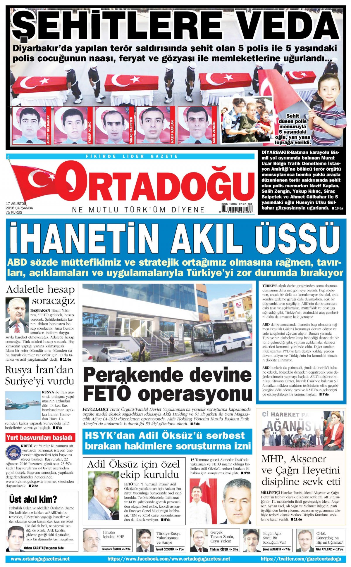 17 Ağustos 2016 gazete manşetleri - 730