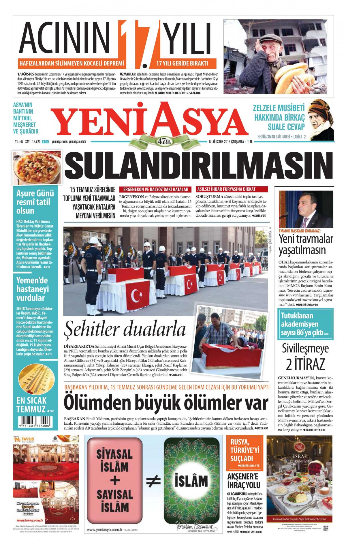 17 Ağustos 2016 gazete manşetleri - 506