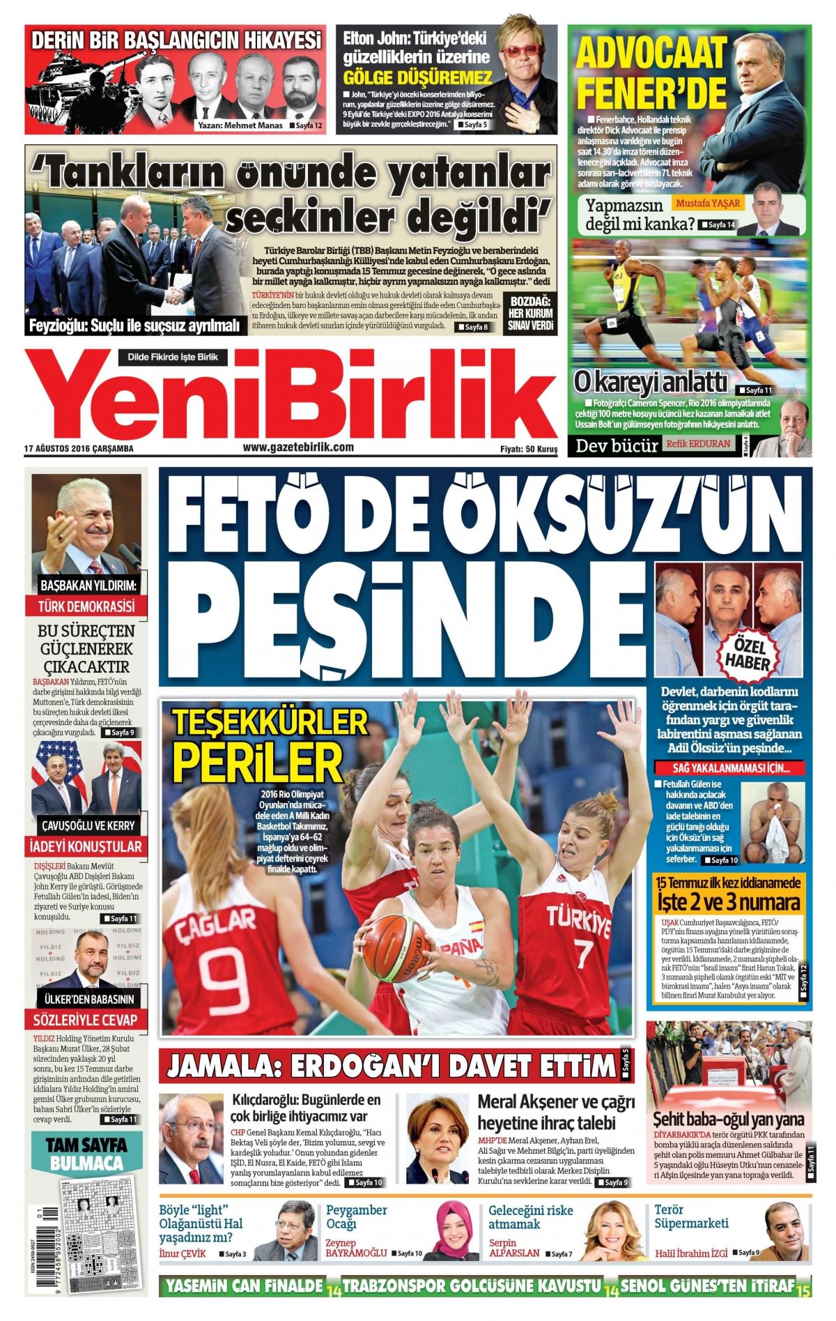 17 Ağustos 2016 gazete manşetleri - 791