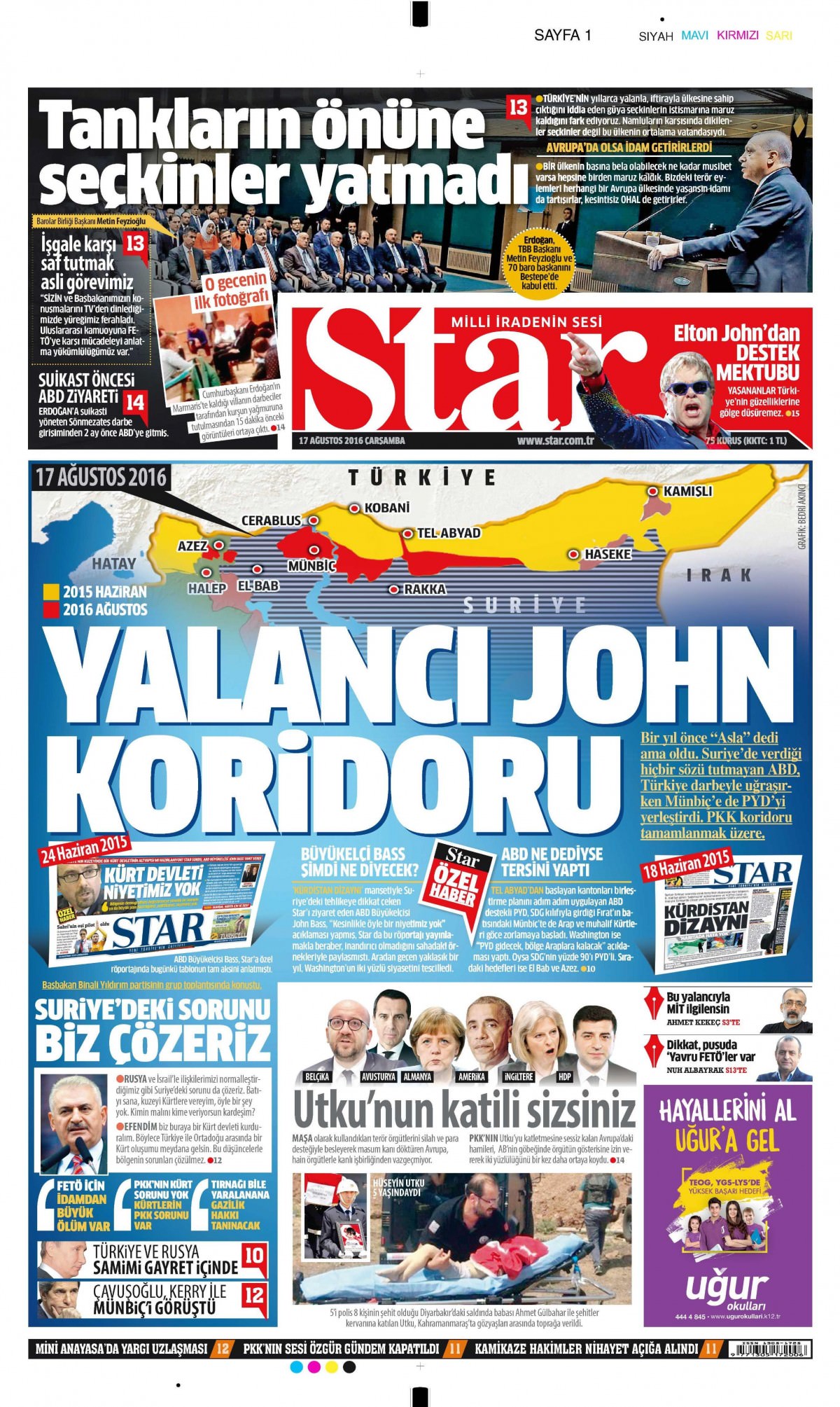 17 Ağustos 2016 gazete manşetleri - 640
