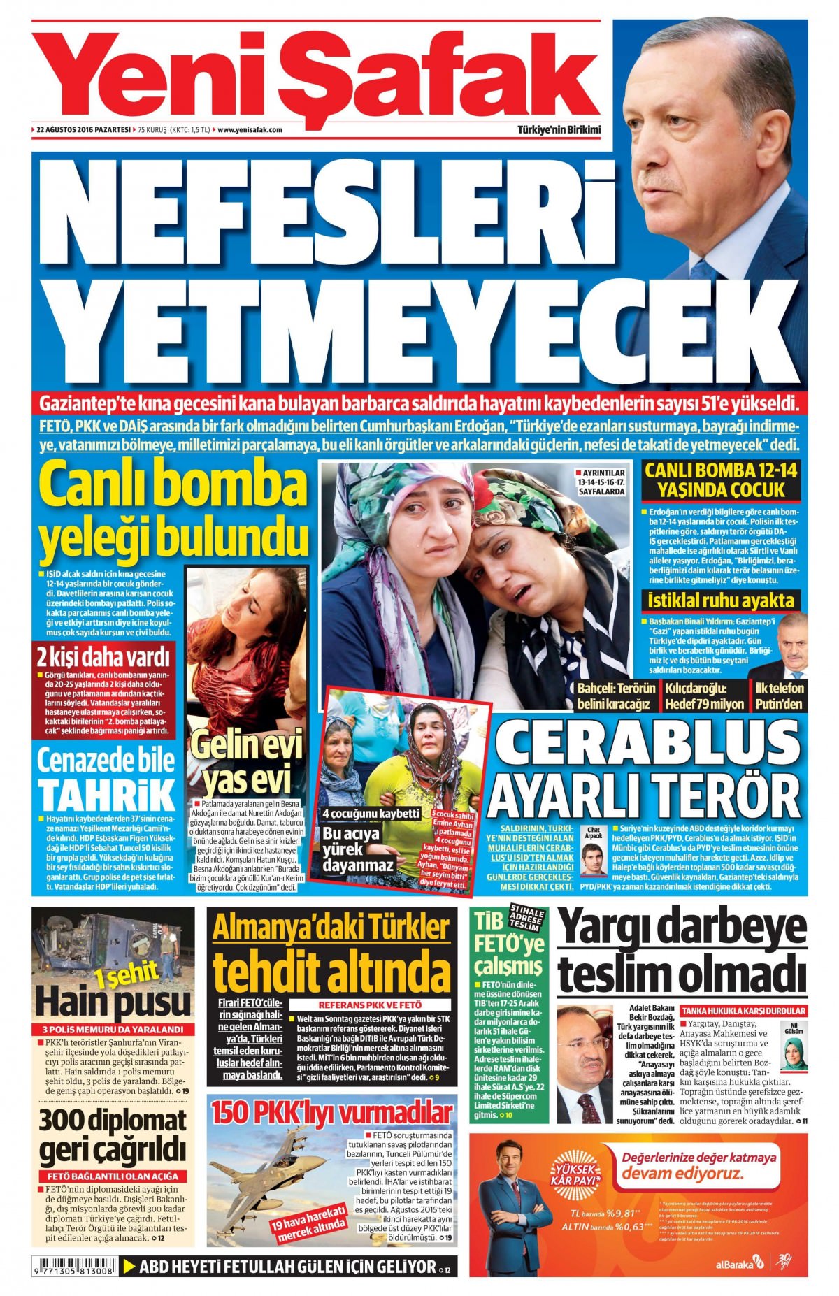 22 Ağustos 2016 gazete manşetleri - 545