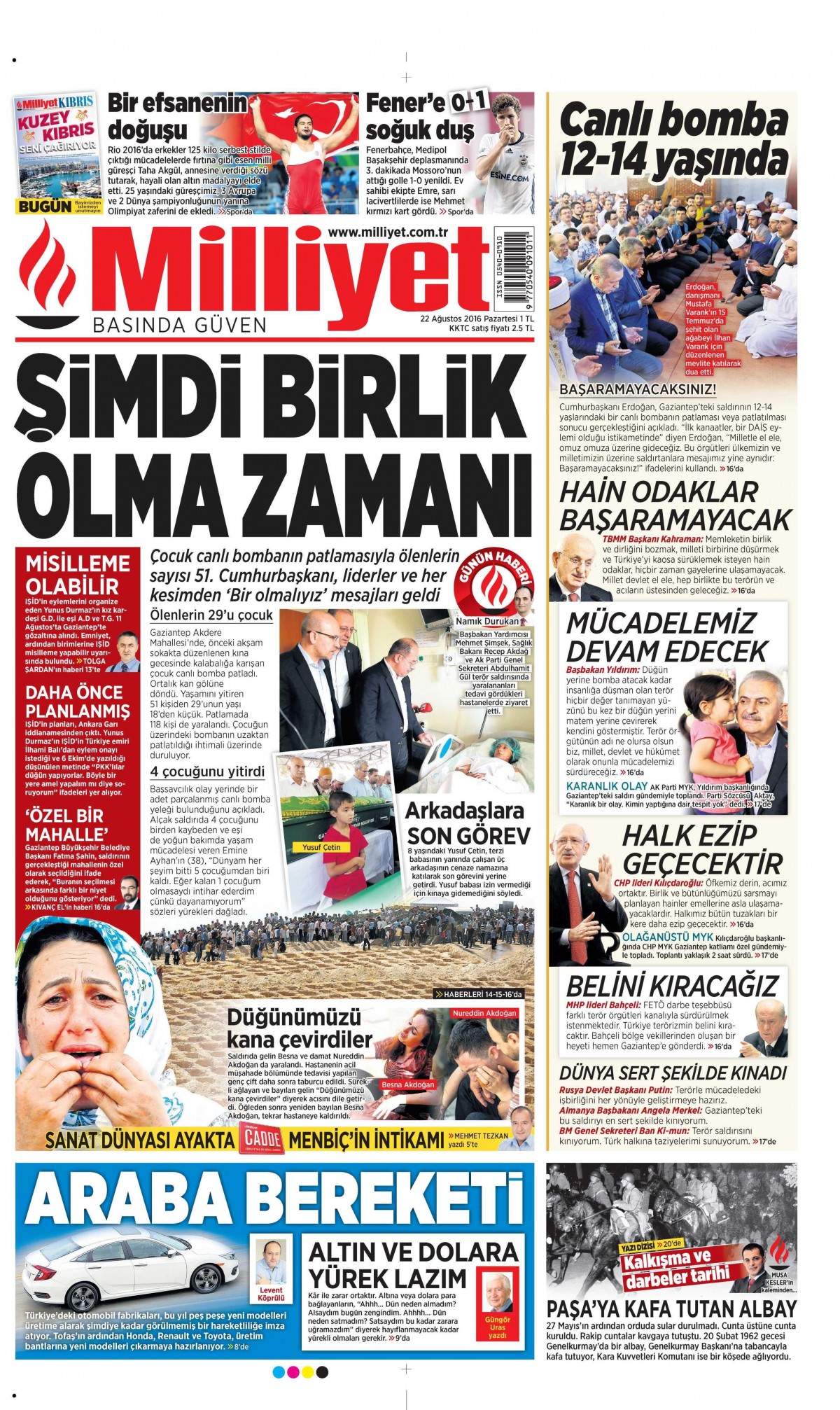 22 Ağustos 2016 gazete manşetleri - 679
