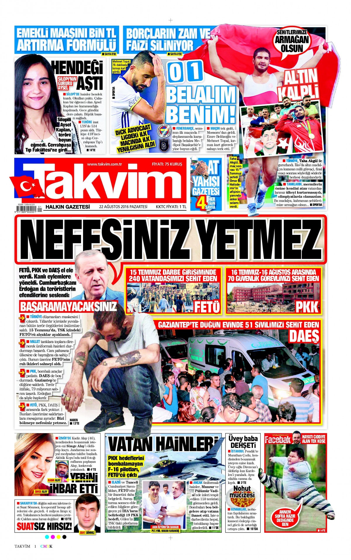 22 Ağustos 2016 gazete manşetleri - 698