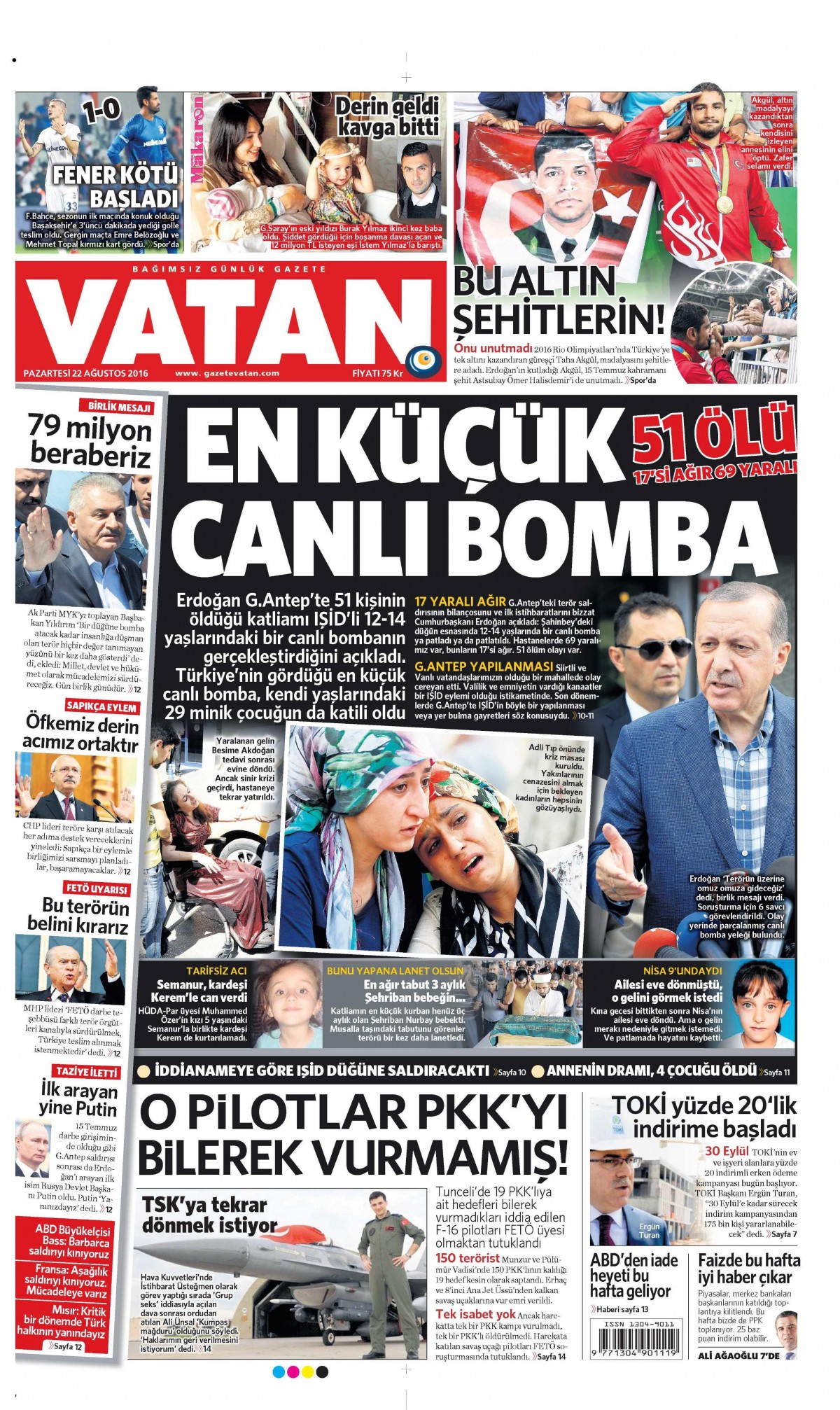 22 Ağustos 2016 gazete manşetleri - 844