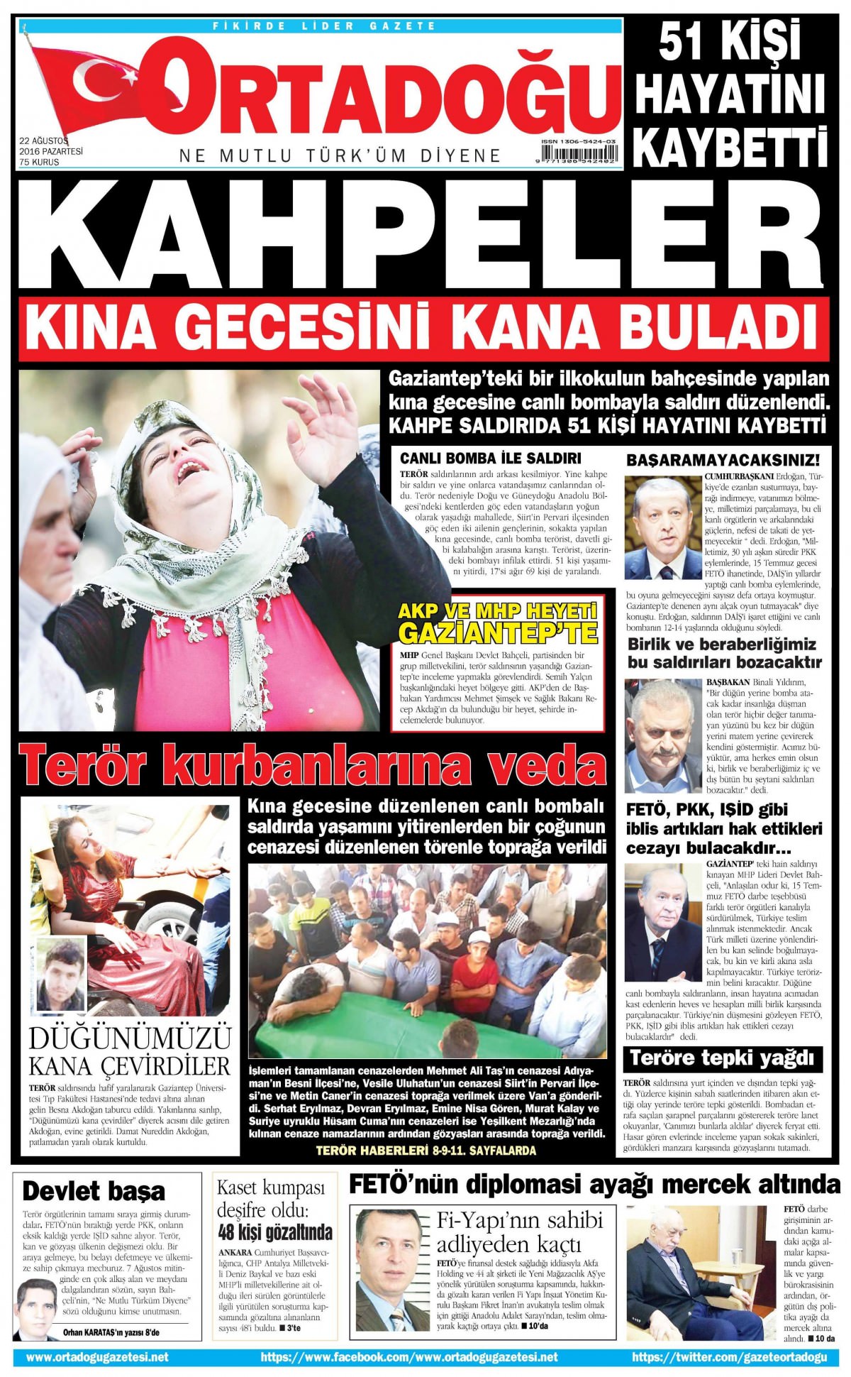 22 Ağustos 2016 gazete manşetleri - 778