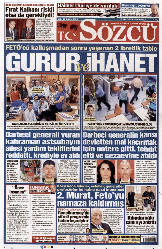 28 Ağustos 2016 gazete manşetleri - 561