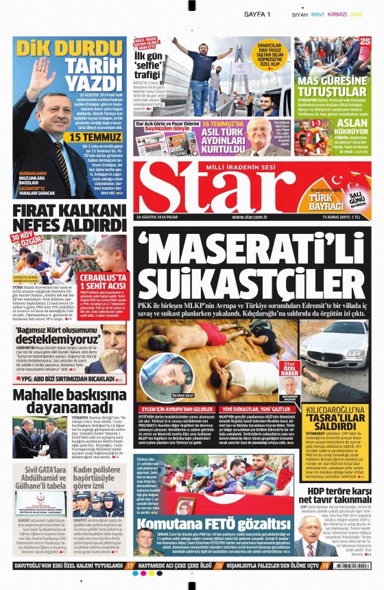 28 Ağustos 2016 gazete manşetleri - 702
