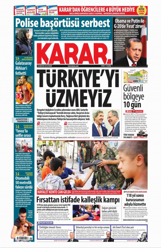 28 Ağustos 2016 gazete manşetleri - 666