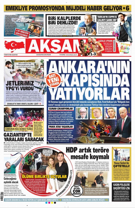 28 Ağustos 2016 gazete manşetleri - 802