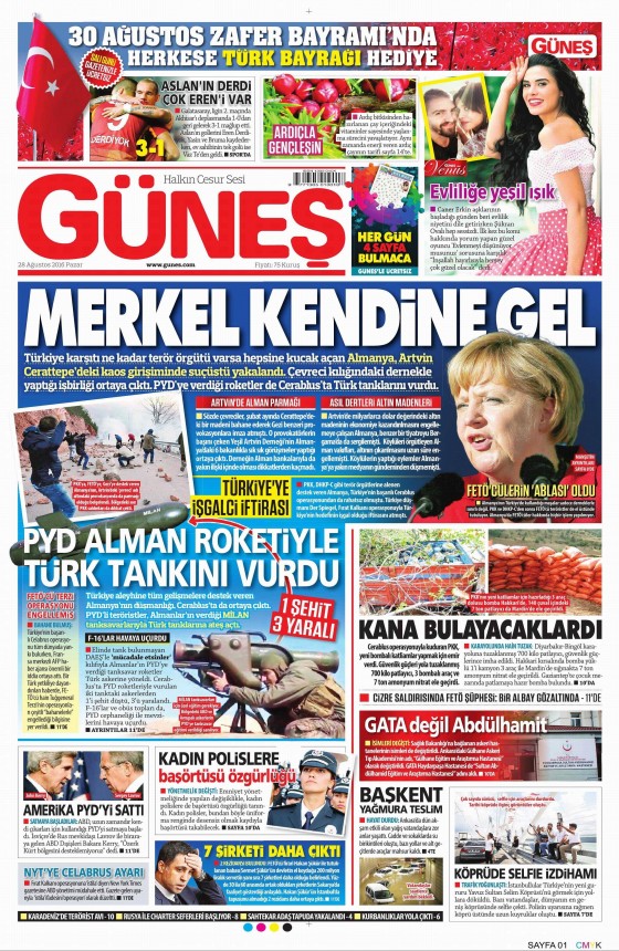 28 Ağustos 2016 gazete manşetleri - 806