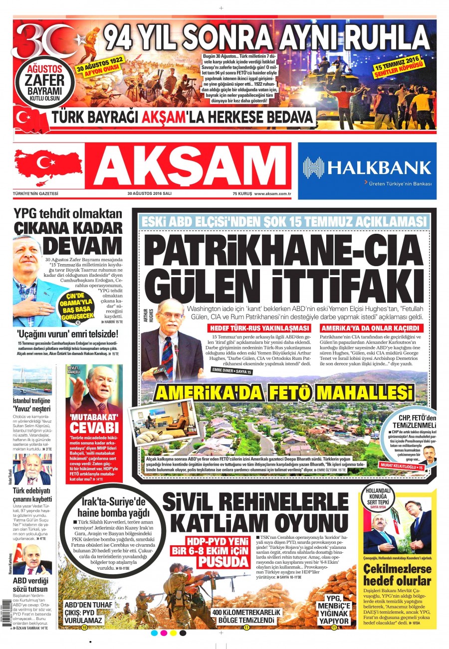 30 Ağustos 2016 gazete manşetleri - 778