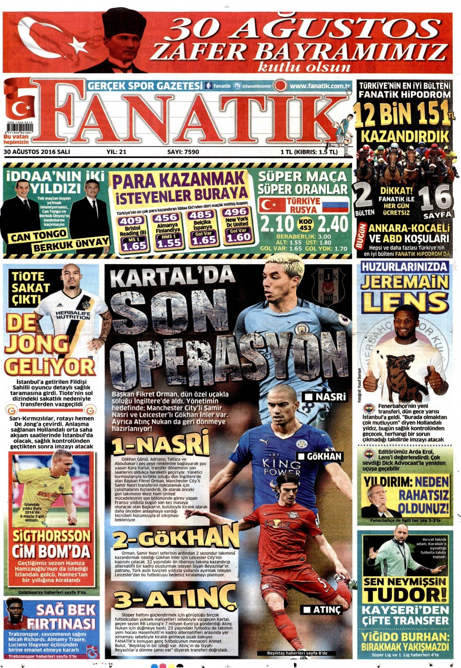 30 Ağustos 2016 gazete manşetleri - 535