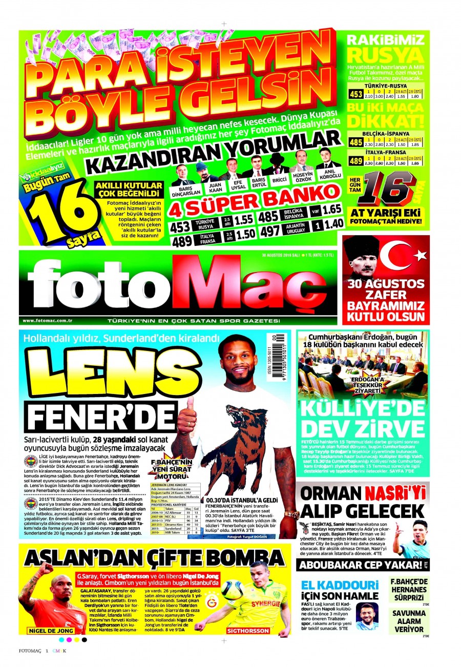 30 Ağustos 2016 gazete manşetleri - 604