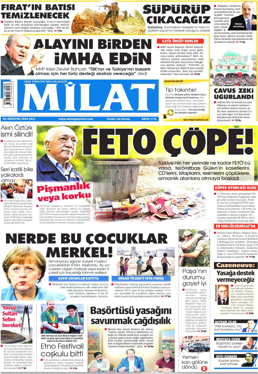 30 Ağustos 2016 gazete manşetleri - 727