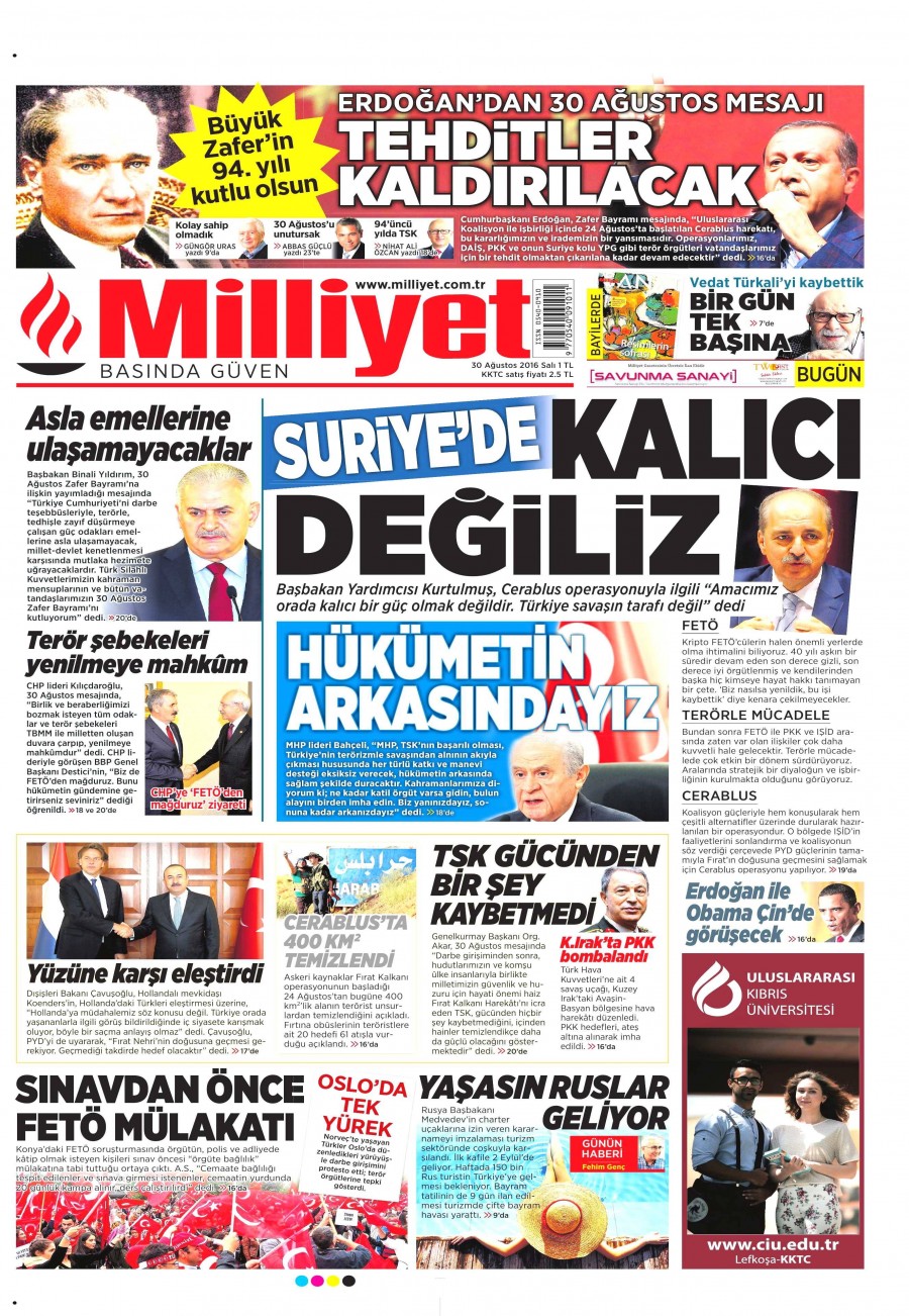 30 Ağustos 2016 gazete manşetleri - 542