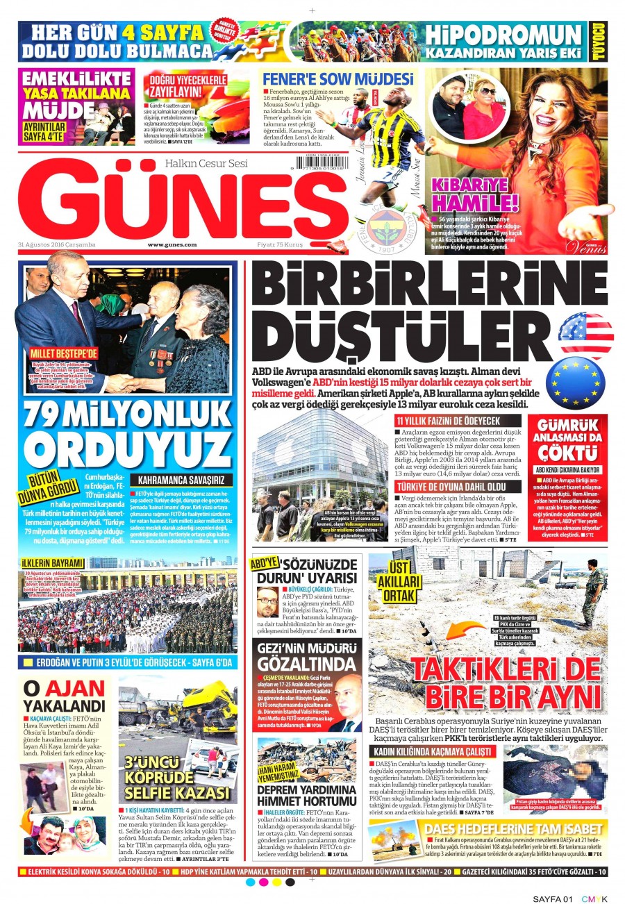 31 Ağustos 2016 gazete manşetleri - 618
