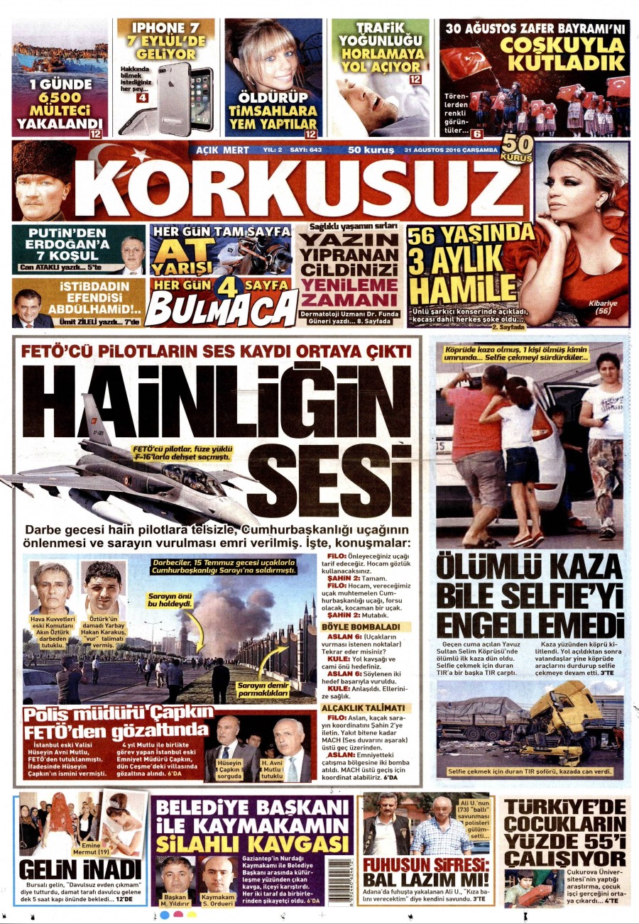 31 Ağustos 2016 gazete manşetleri - 736