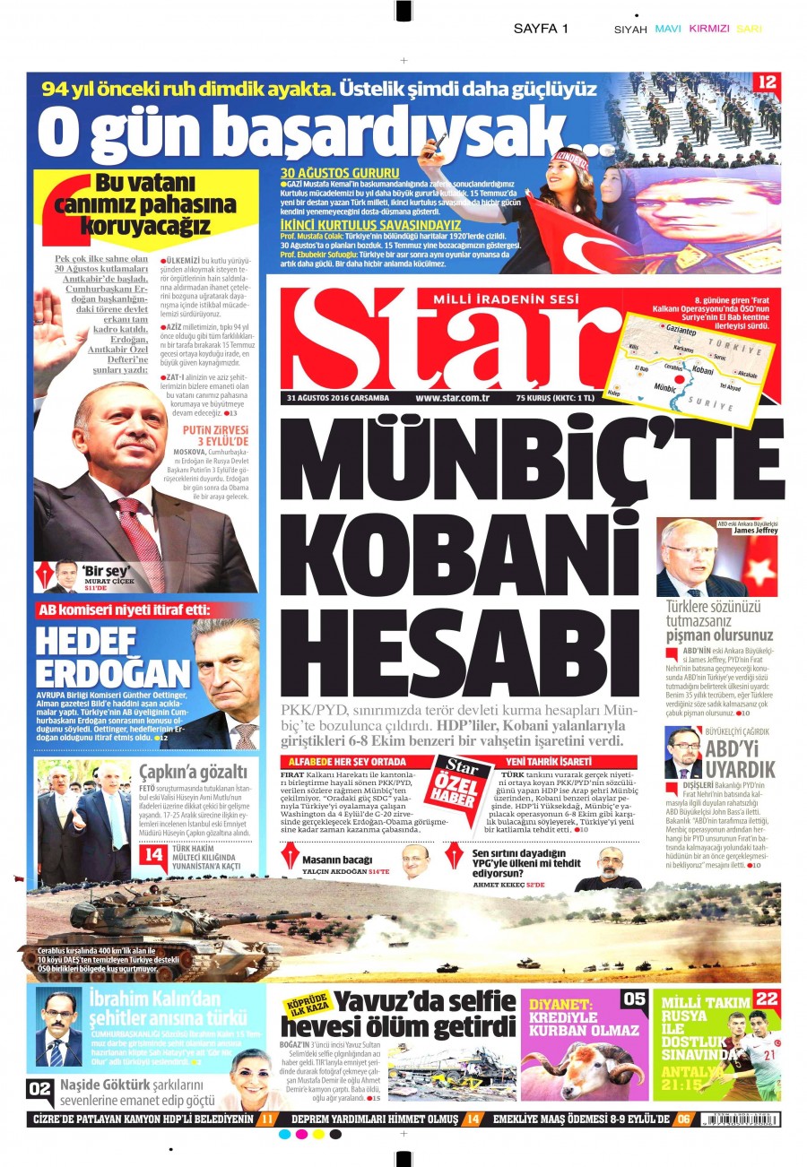 31 Ağustos 2016 gazete manşetleri - 688
