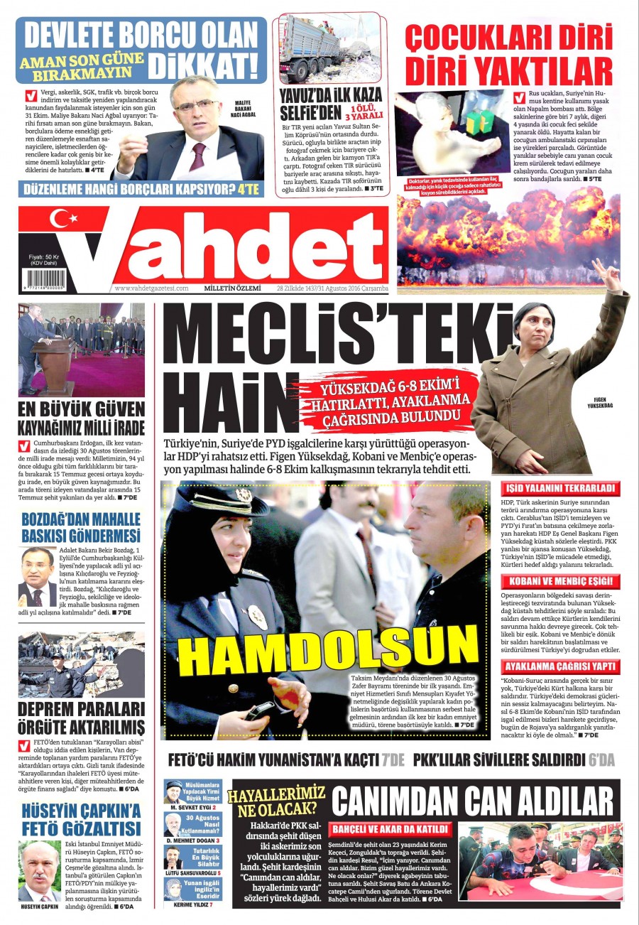 31 Ağustos 2016 gazete manşetleri - 667
